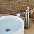 billige Armaturer til badeværelset-Håndvasken vandhane - Vandfald Nikkel Børstet Centersat Enkelt håndtag Et HulBath Taps / Messing
