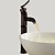 voordelige Klassiek-retro badkamer wastafel kraan, waterval olie gewreven bronzen vat enkele handgreep eengats badkranen met warm en koud schakelaar