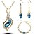 cheap Earrings-Elegant Luxury Design New Fashion 18k Rose Gold Plated Colorful Austrian Crystal Drop Jewelry Sets Women Gift