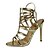 cheap Women&#039;s Sandals-Women&#039;s Sandals Stiletto Heel Ankle Strap Casual Dress Party &amp; Evening Lace-up Leatherette Summer Golden / Khaki / Silver