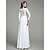 cheap Evening Dresses-Sheath / Column See Through Formal Evening Dress Jewel Neck Long Sleeve Floor Length Chiffon with Buttons Appliques 2020
