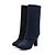 billige Женские ботинки-Women&#039;s Boots Knee High Boots Outdoor Office &amp; Career Winter Zipper Chunky Heel Fashion Boots Walking Leatherette Black Blue