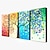 cheap Floral/Botanical Paintings-4 Panels Oil Painting 100% Handmade Hand Painted Wall Art On Canvas Vertical Abstract Colorful Money Tree Landscape Still Life Modern Home Decoration Decor Rolled Canvas With Stretched Frame