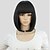 baratos Peruca para Fantasia-cosplay traje peruca sintética cosplay peruca reta kardashian straight bob com franja peruca preta cabelo sintético feminino preto