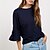 baratos Blusas de mulher-Mulheres Camiseta Casual Simples Verão,Sólido Azul Algodão Decote Redondo Manga ¾ Média