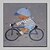 baratos Pinturas de Pessoas-Menino pintado à mão de pinturas a óleo de ciclismo de desenhos animados em tela de parede arte com quadro esticado pronto para pendurar