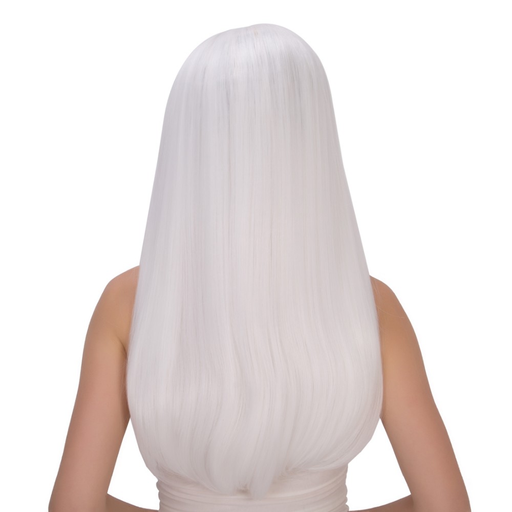 halpa Synteettiset trendikkäät peruukit-Synteettiset peruukit Suora Tyyli Suojuksettomat Peruukki Valkoinen Synteettiset hiukset Naisten Peruukki Pitkä musta Wig