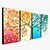billige Blomstrede/botaniske malerier-4 paneler oliemaleri 100% håndlavet håndmalet vægkunst på lærred lodret abstrakt farverigt pengetræ landskab stilleben moderne boligindretning dekoration rullet lærred med strakt ramme