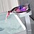 billige Baderomskraner-Baderom Sink Tappekran - Foss / LED Krom Centersat Enkelt Håndtak Et HullBath Taps / Messing