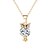 cheap Necklaces-High Quality Cute Gold Silver Plated Chain Necklace Crystal Zircon Lovely Owl Pendants Necklace Fine Jewelry For Women