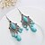 cheap Earrings-Women&#039;s Turquoise Leaf Drop Flower Tassel Bohemian Vintage European Fashion Carved Silver Plated Turquoise Earrings Jewelry Blue For Daily Casual