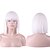 cheap Synthetic Trendy Wigs-White Wig Synthetic Wig Straight Yaki Kardashian Straight Yaki Bob With Bangs Wig Medium Length White Synthetic Hair Women‘s White