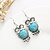 cheap Earrings-Women&#039;s Girls&#039; Turquoise Owl Ladies Bohemian Vintage western style Rhinestone Silver Plated Imitation Diamond Earrings Jewelry Blue For Party Daily Casual