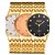 baratos Relógios Clássicos-Homens Relógio de Moda Quartzo Impermeável Aço Inoxidável Banda Casual Dourada
