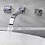 billige Vægmonteret-væghængt håndvask vandhane sølv udbredt krom to greb tre hullers badehaner med varmt og koldt vand