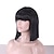 cheap Synthetic Trendy Wigs-Black Wigs for Women Synthetic Wig Straight Kardashian Straight Yaki Bob Neat Bang Wig Short Natural Black Synthetic Hair 12 Inch with Bangs Black Christmas Party Wigs