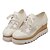 baratos Sapatos Oxford de mulher-Feminino-TênisPlataforma Creepers-Branco Preto Prata-Courino-Ar-Livre Casual