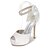 billige Brudesko-Women&#039;s Sandals Lace Up Sandals Strappy Sandals Wedding Party &amp; Evening Wedding Sandals Summer Pearl Stiletto Heel Satin Silver White Ivory