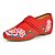 billige Flade sko til kvinder-Dame Sko Kanvas Forår Sommer broderede sko Mary Jane Komfort Fladsko Gang Flade hæle Spænde Blomst for Afslappet Sort Rød