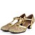 baratos Sapatos Para Dança de Salão &amp; Dança Moderna-Mulheres Sapatos de Dança Latina Sandália Salto Baixo Paetês Presilha Dourado / Prata / Sapatos de Dança Moderna / EU39