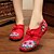 levne Dámské boty s plochou podrážkou-Dámské Boty Plátno Jaro Léto vyšívané boty Mary Jane Pohodlné Bez podpatku Chůze Rovná podrážka Přezky Květiny pro Ležérní Černá Červená