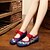 baratos Sapatilhas de mulher-Mulheres Sapatos Lona Primavera Verão Sapatos bordados MaryJane Conforto Rasos Caminhada Sem Salto Presilha Flor para Casual Branco Preto