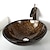 Недорогие Раковины-чаши-античный латунный смеситель для ванной, круглая раковина из закаленного стекла, монтажное кольцо из хромо-цинкового сплава