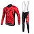 abordables Ensembles de vêtements pour hommes-Miloto Homme Unisexe Maillot et Collant Avec Bretelles Velo Cyclisme Manches Longues VTT Vélo tout terrain Vélo Route L&#039;hiver Blanche Noir Vert Mode Vélo Maillot Collants Collant à Bretelles / Lycra