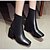 cheap Women&#039;s Boots-Women&#039;s Boots Fall Leather Outdoor Chunky Heel Black Silver