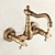 cheap Rotatable-Antique Brass Kitchen Faucet,Wall Mounted Standard Spout Two Handles Two Holes Traditional Widespread Kitchen Taps  with Hot and Cold Switch and Ceramic Valve