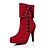 זול מגפי נשים-בגדי ריקוד נשים נעליים פליז סתיו / חורף מגפיים אופנתיים מגפיים עקב סטילטו רוכסן / כפתור שחור / אדום