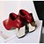 billige Kvindestøvler-Støvler-LæderDame-Rød Hvid-Udendørs-Tyk hæl