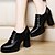 cheap Women&#039;s Oxfords-Women&#039;s Shoes Synthetic Spring / Summer / Fall Heels Chunky Heel Lace-up Black / Silver
