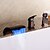 voordelige Badkranen-Badkraan - Modern Olie-Gewreven Brons Romeins bad Keramische ventiel Bath Shower Mixer Taps / Messing / Single Handle drie gaten