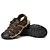 cheap Men&#039;s Sandals-Men&#039;s Shoes Leather Summer Sandals for Casual Brown Green coffee