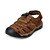 cheap Men&#039;s Sandals-Men&#039;s Sandals Leather Summer Casual Flat Heel Brown Khaki coffee Under 1in