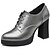 cheap Women&#039;s Oxfords-Women&#039;s Shoes Synthetic Spring / Summer / Fall Heels Chunky Heel Lace-up Black / Silver