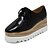 cheap Women&#039;s Oxfords-Women&#039;s Shoes Leatherette Spring / Fall Comfort Heels Walking Shoes Platform Lace-up Black / Almond