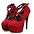 billige Højhælede sko til kvinder-Dame Hæle Høje Hæle Hæle med ankelrem Bryllup Fest / aften Spænde Snøring Platform Stilethæle Fleece Sort Rød Blå
