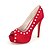 cheap Wedding Shoes-Women&#039;s Silk Spring / Summer / Fall Heels Stiletto Heel Imitation Pearl Golden / Champagne / Ivory / Wedding / Party &amp; Evening