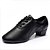 cheap Latin Shoes-Men&#039;s Sneakers Leather Lace-up Flat Heel Dance Shoes Black