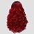 رخيصةأون باروكات شهيرة صناعية-الاصطناعية الباروكات مموج مموج شعر مستعار متوسط أسود-أحمر شعر مستعار صناعي نسائي جذور داكنة الجزء الجانبي أحمر