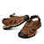 זול סנדלים לגברים-בגדי ריקוד גברים נעליים עור קיץ סנדלים ל קזו&#039;אל חום ירוק קפה