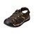 cheap Men&#039;s Sandals-Men&#039;s Sandals Leather Summer Casual Flat Heel Brown Khaki coffee Under 1in