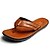 cheap Men&#039;s Slippers &amp; Flip-Flops-Men&#039;s Slippers &amp; Flip-Flops Leather Summer Casual Flat Heel Black Brown Green Flat