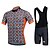 cheap Men&#039;s Clothing Sets-Fastcute Men&#039;s Women&#039;s Cycling Jersey with Bib Shorts Short Sleeve Silver+Blue Plaid Checkered Plus Size Bike Bib Shorts Jersey Bib Tights Lycra Polyester 3D Pad Breathable Quick Dry Back Pocket