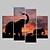abordables Impressions-Toiles Tendues Art éléphants animal set de 4