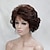 お買い得  トレンドの合成ウィッグ-Synthetic Wig Curly Wavy Curly With Bangs Wig Short Auburn Synthetic Hair Women&#039;s Middle Part Brown