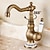halpa Klassinen-Bathroom Sink Faucet,Antique Brass Retro Style Single Handle One Hole Standard Spout Rotatable Faucet Set with Ceramic Handle and Hot/Cold Water