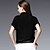 billige Overdele til kvinder-AJIDUO® Dame Krave Kort Ærme Shirt &amp; bluse Sort Fade-A9501